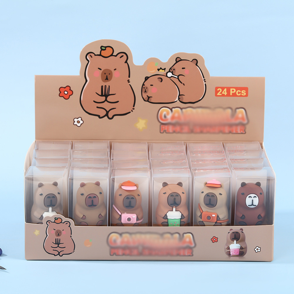Capibara lápiz cortador de dibujos animados lápiz cortador de dibujos animados lápiz cortador de lápiz para niños lápiz cortador de lápiz para estudiantes lindo