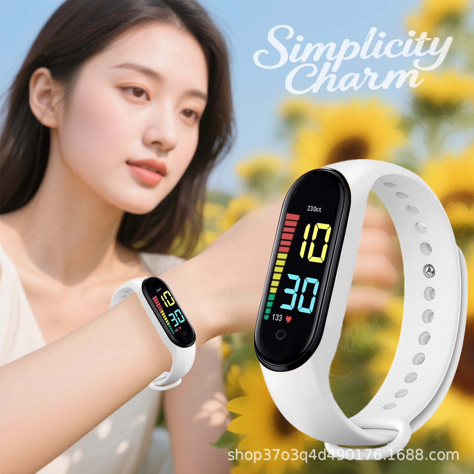 跨境热销儿童学生果冻色LED电子手表环时尚百搭批发厂家彩色图案