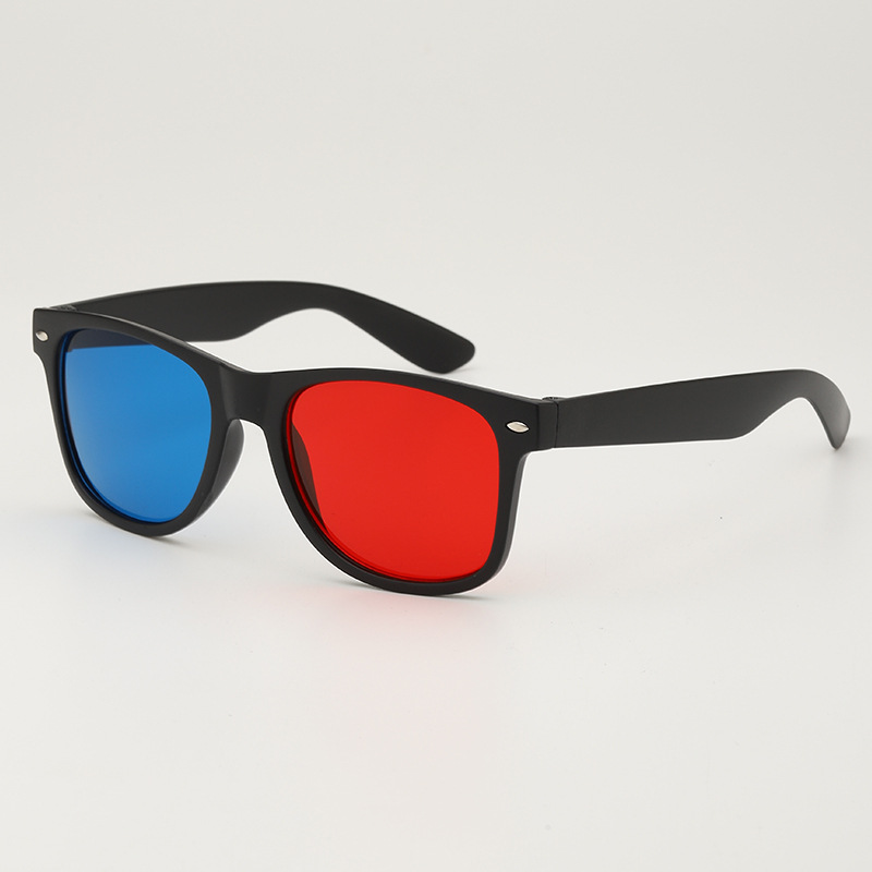 Red and blue 3d glasses set mirror clip piece watch red and blue 3D movie rivets blue and red glasses large frame set outside the myopia frame