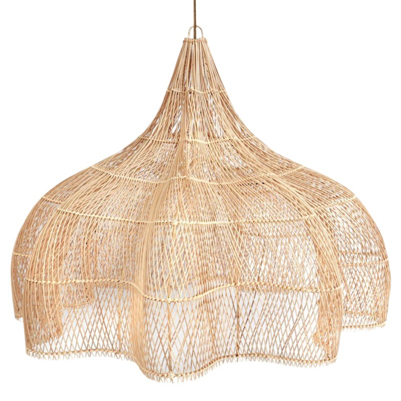 Lámpara de araña de estilo japonés wabi-sabi para sala de estar, lámpara retro creativa para restaurante, caja de hotel Zen chino, arte de ratán, tejido de ratán