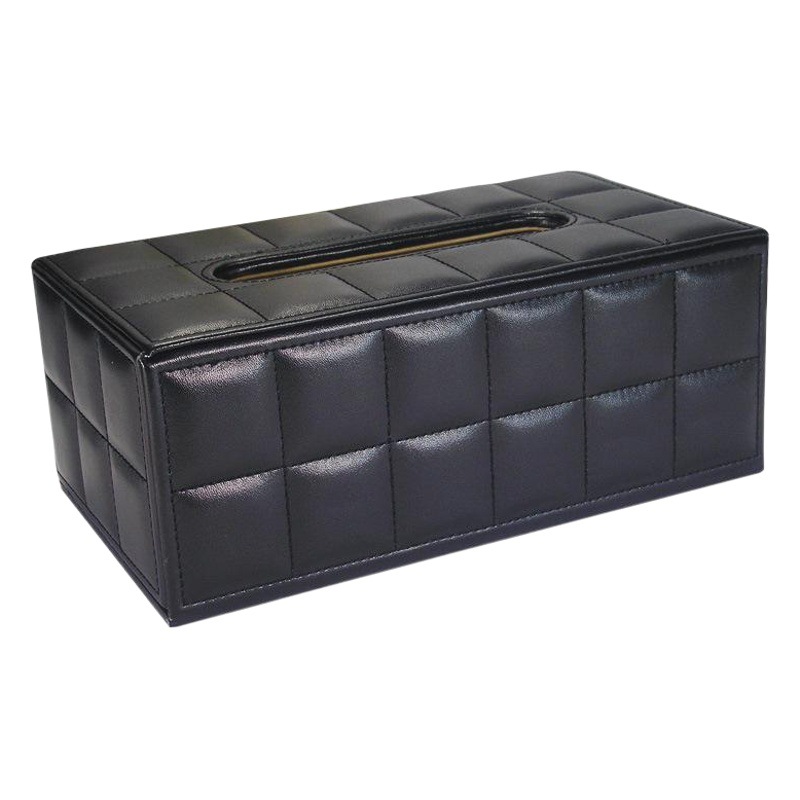 Caja de pañuelos de tela escocesa de cuero de negocios simple moderna caja de pañuelos de PU moda creativa Hotel caja de servilleta de coche al por mayor