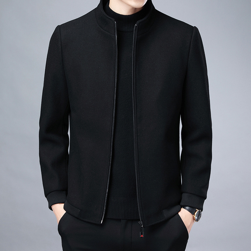 Kişi yun jaket, dik yaxalı, qalınlaşdırılmış payız-qış modeli
