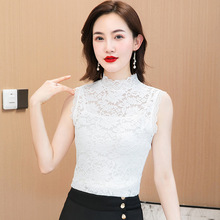 26081蕾丝打底衫女中长款气质内搭小衫2022年新款百搭立领上衣