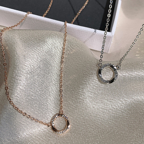 Korean-style diamond hoop necklace, women's Instagram irregular temperament fashionable minimalist niche pendant necklace choker