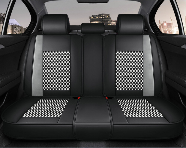Four-Season Universal Seat Cover Car Seat Cushion Nappa Leather Ice Silk Fully Enclosed Seat Cushion Perforated Wear-Resistant Five-Seater Cross-Border