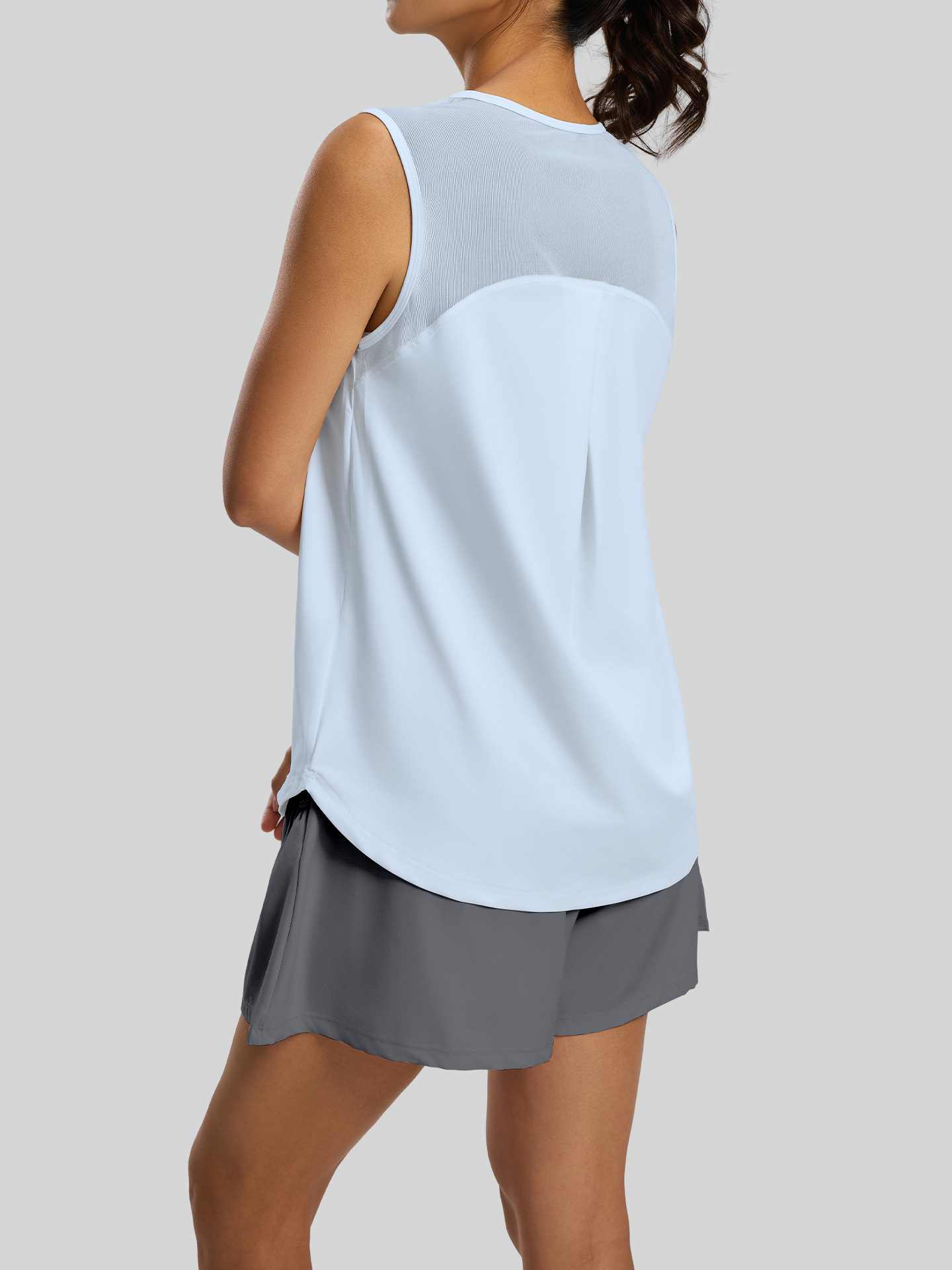Juyitang traje deportivo de ocio hilo de red para correr suelto chaleco sin mangas blusa pantalones cortos traje deportivo mujer