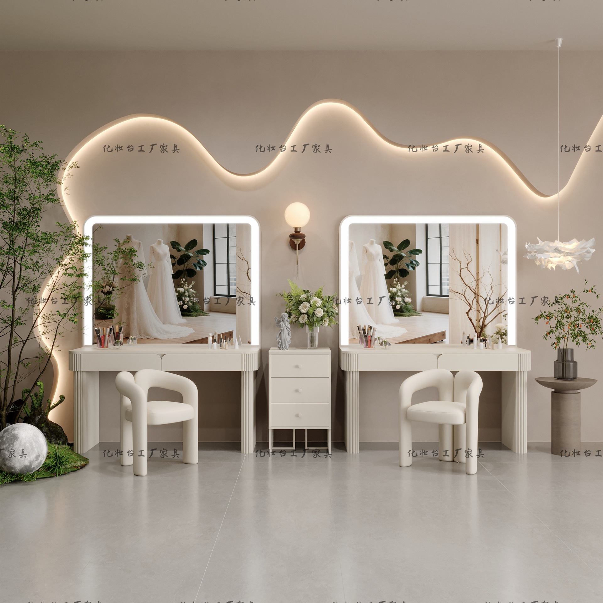 Beauty Salon Wedding Dress Shop Dressing Table with Light Makeup Tattoo Artist Photo Studio Studio Dressing Table