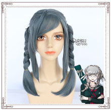 cos假发 边谷山佩子/深灰色 双麻花辫子 收脸 弹丸轮舞2 现货批发