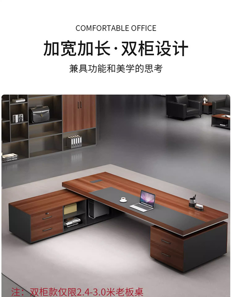 现代大气老板桌双柜总裁办公桌大班台主管桌经理办公桌椅组合家具-阿里巴巴