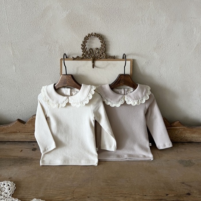 Ropa de otoño e invierno para bebés y niños pequeños, ropa de otoño e invierno para niñas, ropa infantil de estilo coreano, camisa básica con forro polar de encaje para niñas