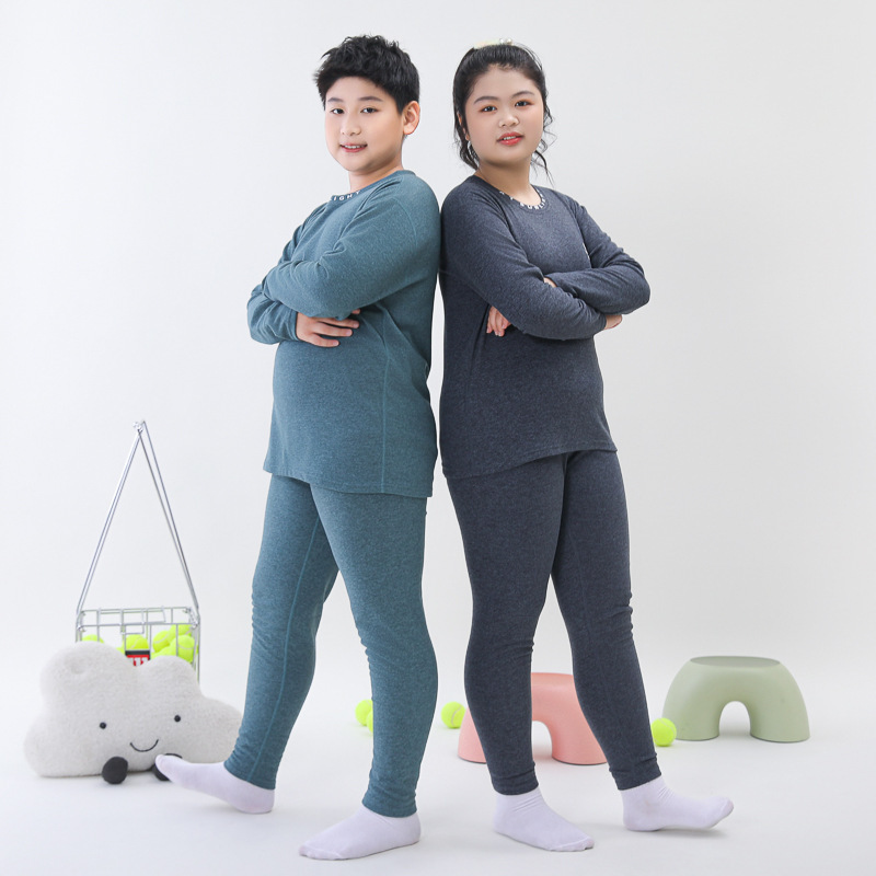 秋冬胖童保暖秋衣秋裤套装加肥加大男女童磨毛内衣中大童打底内衣|undefined