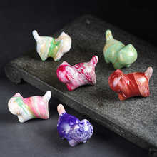 傲娇猫无脸猫木雕小件飘漆猫彩绘流体小摆件大漆可爱小猫桌面装饰