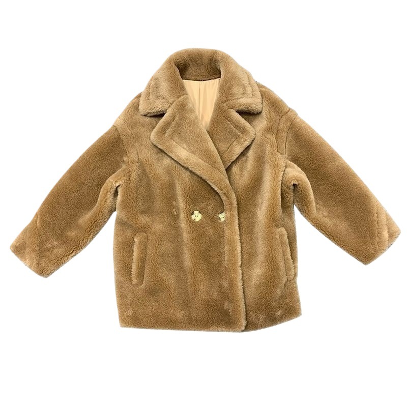 Damen Kunstfellmantel Gefüttert Warm Kurze Jacke Im Kaschmir Look_voghion.com