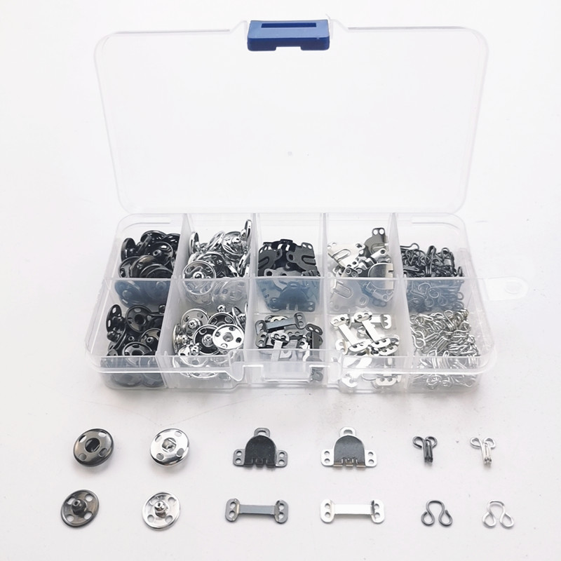 Suministro transfronterizo caja de botones de metal ropa oculta hebilla pantalones de gancho hebilla 2 colores botón a presión clip de viento botón a presión de cobre