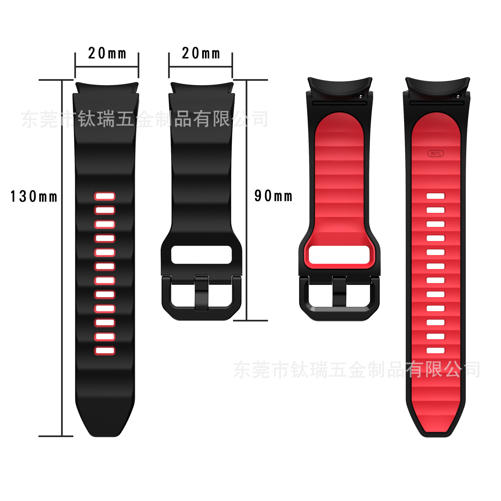 Adecuado para Samsung Galaxy watch5 6 4 onda correa de silicona de dos colores watch5pro correa de reloj inteligente