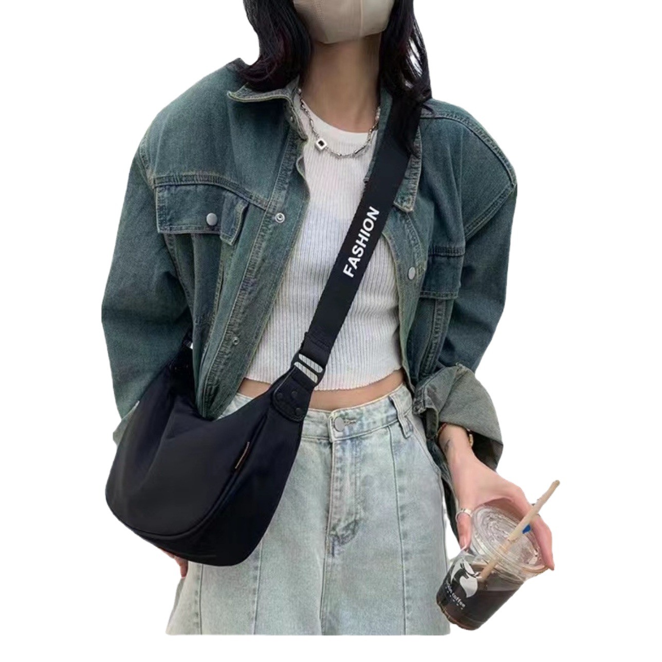 Nicho simple crossbody bolsa de masa de las Mujeres Nuevo estilo deportivo casual Oxford tela bolso de hombro de gran capacidad bolso de las mujeres