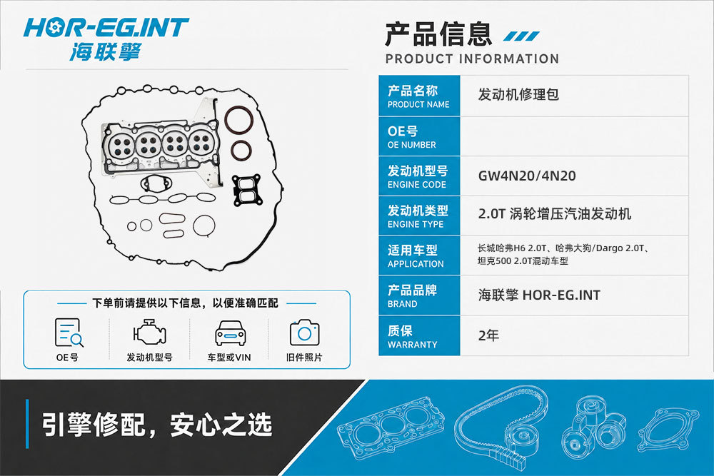 Suitable for Great Wall GW4N20 1000600AEN01 engine full gasket repair kit, overhaul kit OE