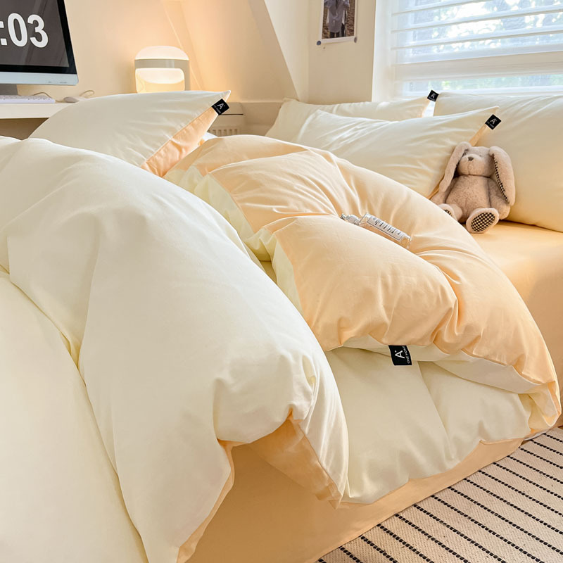 Cama de algodón de clase A para madres y bebés, ropa de cama de cuatro piezas, ropa de cama de color sólido, ropa de cama, dormitorio de estudiantes, tres piezas