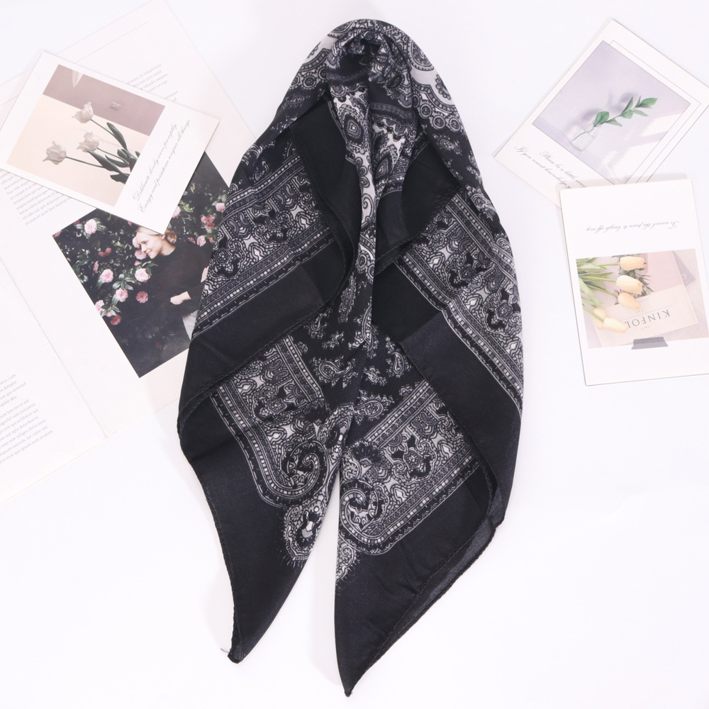 Silk Scarf Classification Women's Retro Ethnic Style Cashew Nuts Knot Hemp Printing Silk Scarf