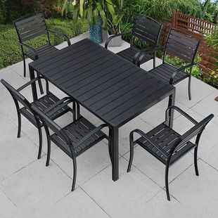 Outdoor Tables and Chairs Courtyard Plastic Wood Combination Leisure Terrace Balcony Outdoor Garden Wood Plastic Anti-Corrosion