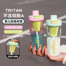 新款原创设计时尚水杯女生高颜值塑料杯Tritan材质双饮杯草莓茶漏