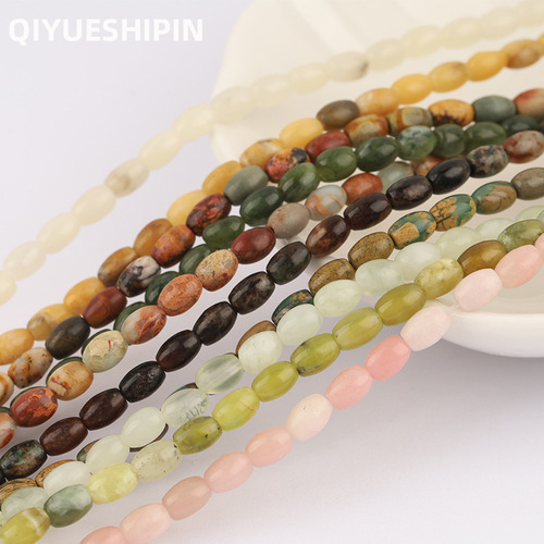 4x6mm Shoushan Stone Rice Beads Natural Stone Loose Beads Handmade String Beads DIY Accessory Craft Supply Loose Beads