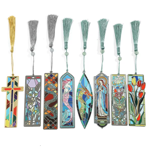 European and American Pane Oil Painting Style Bookmark Cross-border Explosions Metal Tassel Accessories Bookmark Decoration A variety of optional