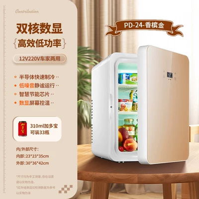 Soyuducular: Home, Rental, Dormitory, Office, Breast - pd-24-champagne-gold-glass-panel-digital-display-model