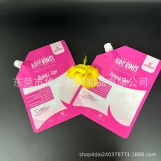 厂家定制40盎司儿童漱口水顶部开口易灌装自立吸嘴袋1.2L泡泡袋