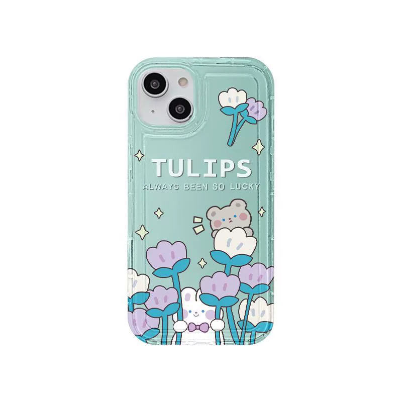 Чехол для телефона с кроликом, мультяшный, с цветочным принтом, для iPhone 16 Pro Max, защита от падений, для модели 15