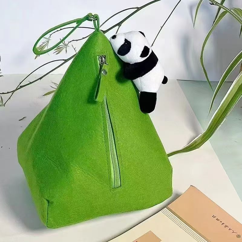 现货端午节毛毡包便携手拿包熊猫装饰节日礼品袋送礼宣传订logo标