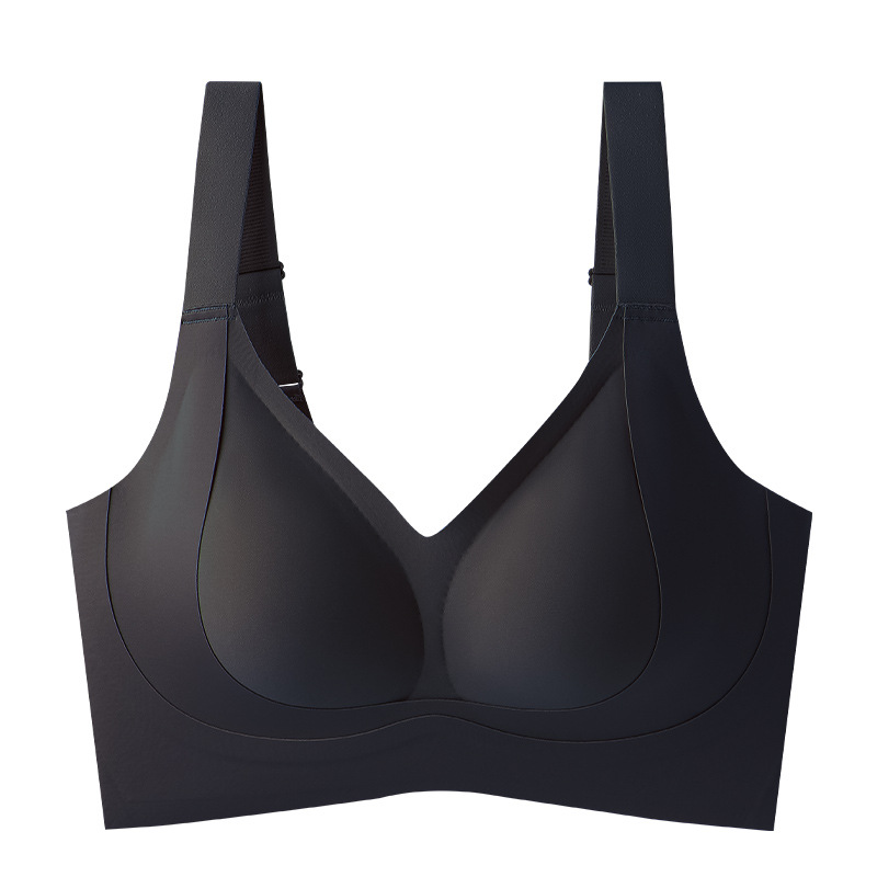 Doble elevación de soporte suave ropa interior de tamaño grande para mujeres sin marcas sin anillo de acero sujetador de pecho cerrado sujetador de caída
