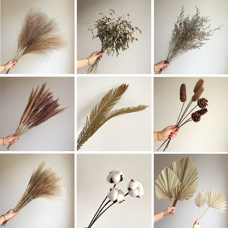 Dried Flowers, Real Flowers, Wabi-Sabi Style, Dried Flowers, Pine Cones, Cotton, Natural Wheat, Poppies, Decorative Home Bouquets