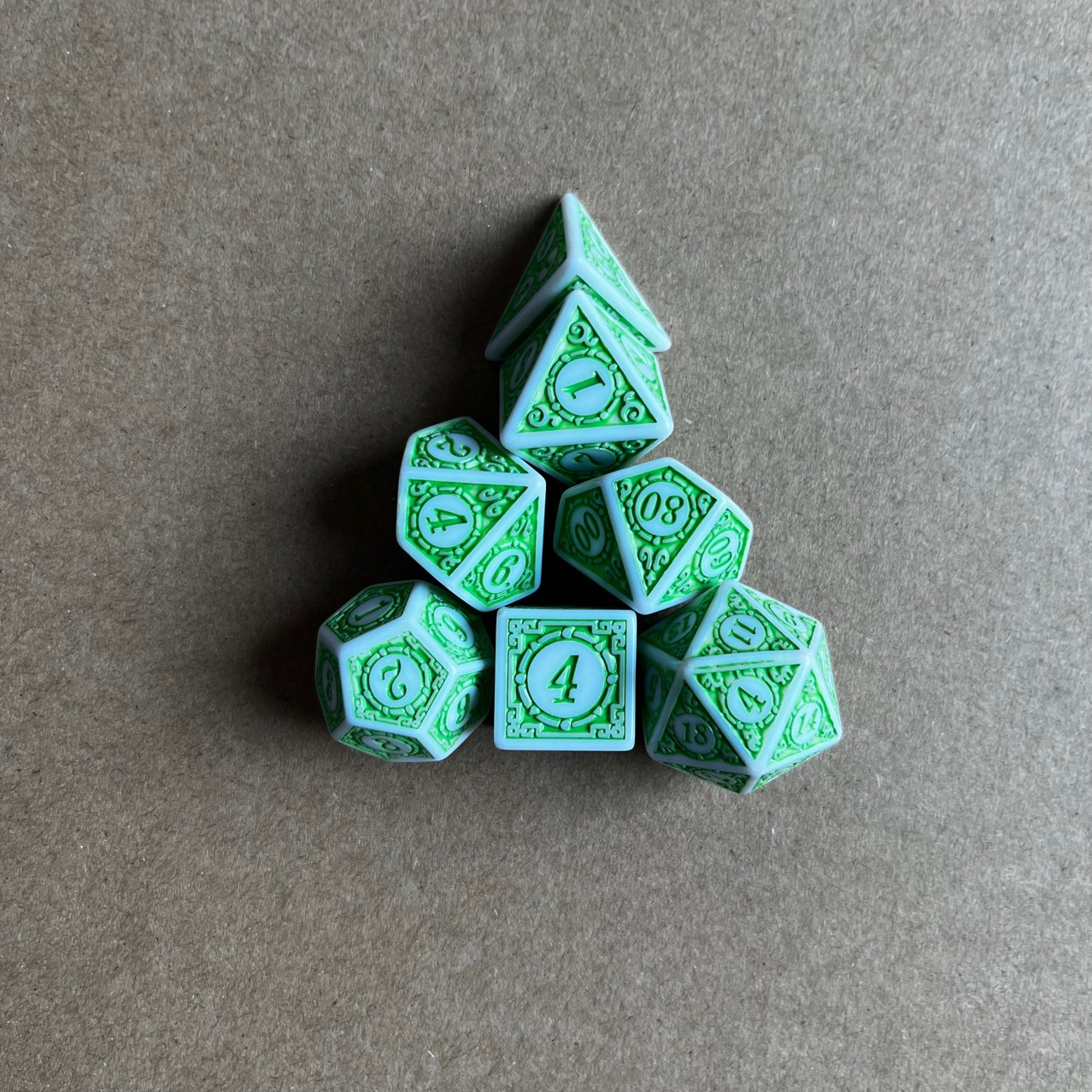 패턴 화이트 도트 그린 오일 7 세트