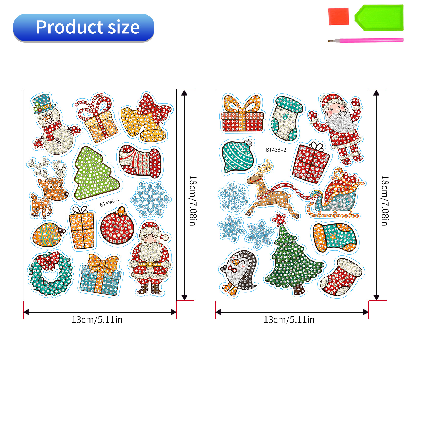 Ventas calientes de Navidad dibujos animados dibujos de diamante aleatorios DIY pegatinas de pared pegatinas hechas a mano pegatinas cristal brilante