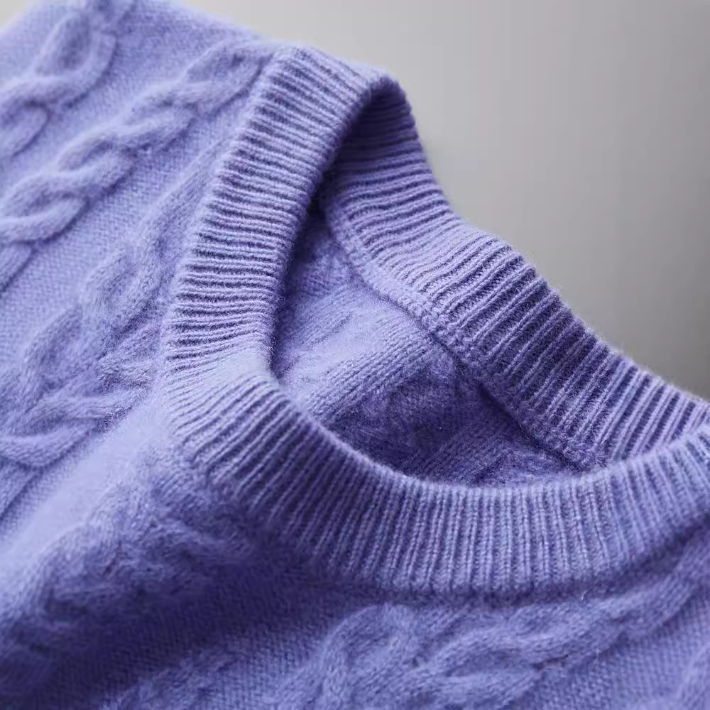 Maglione di base caldo e casual in lana semplice jacquard da uomo giovane, nuovo girocollo spesso autunno inverno_voghion.com