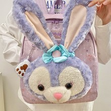 毛绒包雪莉玫双肩包可爱粉饼饼大脸包卡通甜美风大容量学生书包女