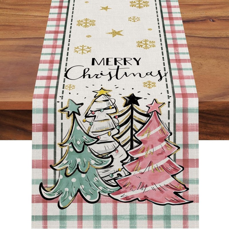 新型のクロスボーダーのクリスマスの装飾、クリスマスツリーの雪の花のテーブルの旗の亜麻の丈夫な食事のテーブルクロスの特別な供給|undefined