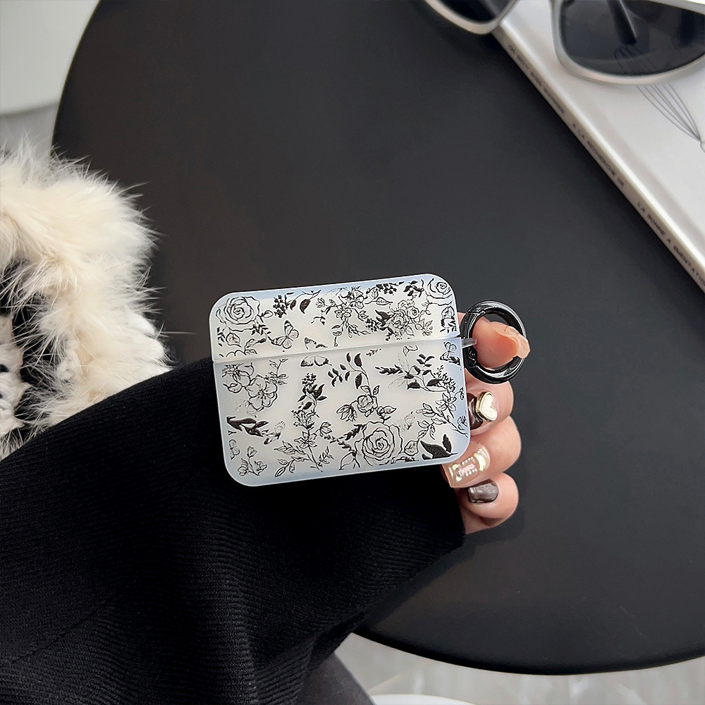 Sketch Rose mariposa para Apple airpodspro 2 funda protectora viento oscuro 1/2 auricular Bluetooth caso 3 Generación