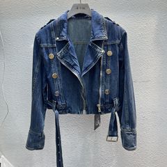 25春秋新作 欧米風流行 ストリート系 個性派ボタンデニムジャケット 韓国風 ゆったり ラフスタイル バイクジャケット