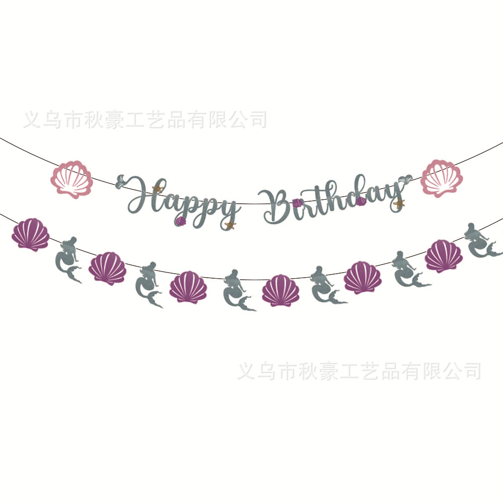 Nueva sirena fiesta de cumpleaños de bandera de fiesta en el hogar decoración pancarta de polvo brillante juego de tarta