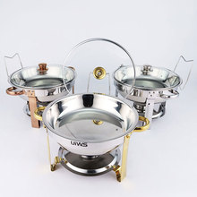 跨境货源不锈钢餐炉餐厅酒店适用食物加热容器直角小圆炉自助餐炉