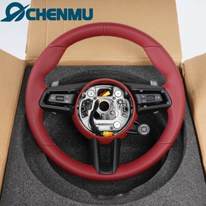 Suitable for Porsche Cayenne 718 Boxster Modified with Bordeaux Red Steering Wheel Panamera 911 Cayman