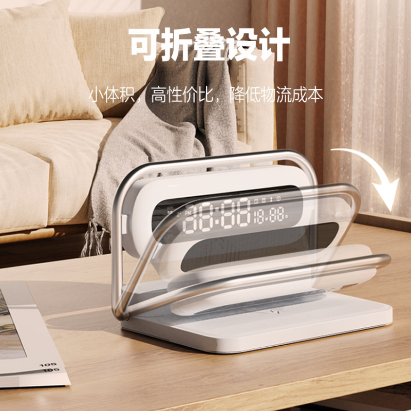 新型多機能スピーカー目覚まし時計ワイヤレス充電音楽ベッドサイドナイトライトBluetoothスピーカーワイヤレス充電器|undefined
