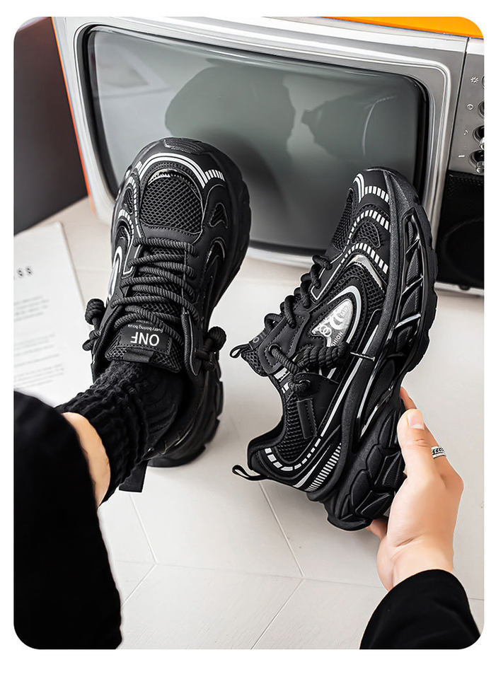 Giày sneaker dad shoes nam cỡ lớn, thân lưới thoáng khí, đế dày tăng chiều cao, gót 3–5 cm — D 71m Thẻ, D71 màu đen, D71 xám bạc chi tiết 13