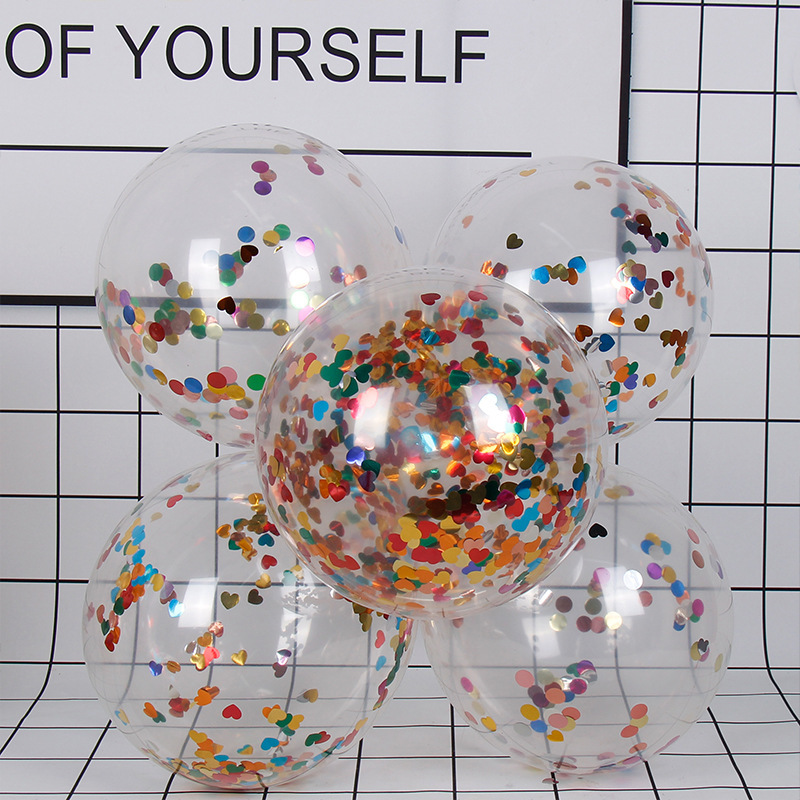 透明亮片气球12寸批发加厚2.8g彩色微商地推纸屑气球婚房节日汽球