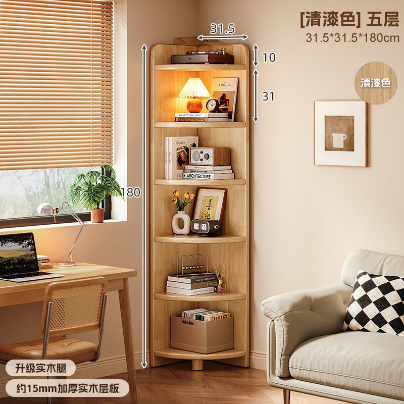 Gabinete de esquina de madera maciza estante de esquina contra la pared gabinete estrecho triangular armario de almacenamiento para el hogar estante de esquina en forma de abanico