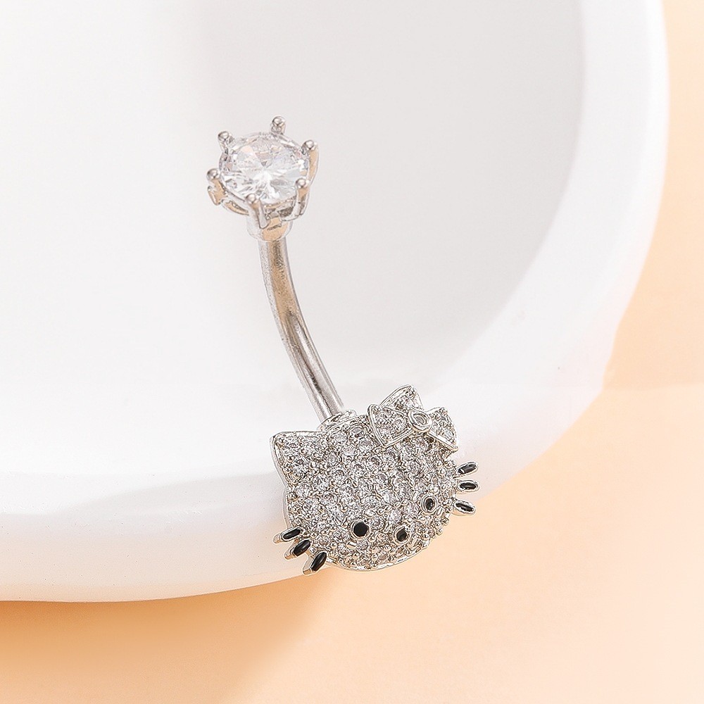 Hello Kitty Navel Button Belly Ring Cartoon Cute Girl Gold Copper Fashion Piercing Jewelry detail image 10