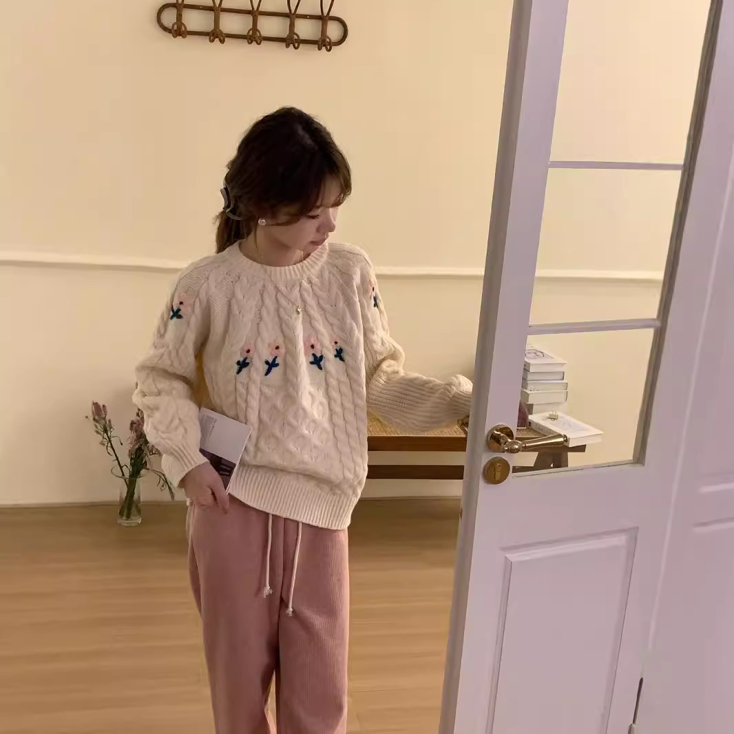 24 invierno Puyuan francés dulce engrosado cálido camisa de punto de torsión chaqueta de mujer otoño invierno nuevo