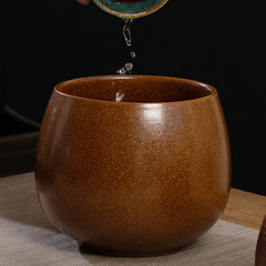 Stovetop Tea Brewing with Porcelain, Eight-Style Minimalist Kiln-Changed Ceramic Tea Wash Basin, Rust-Effected Household Tea Residue Container, Tea Ceremony Accessory